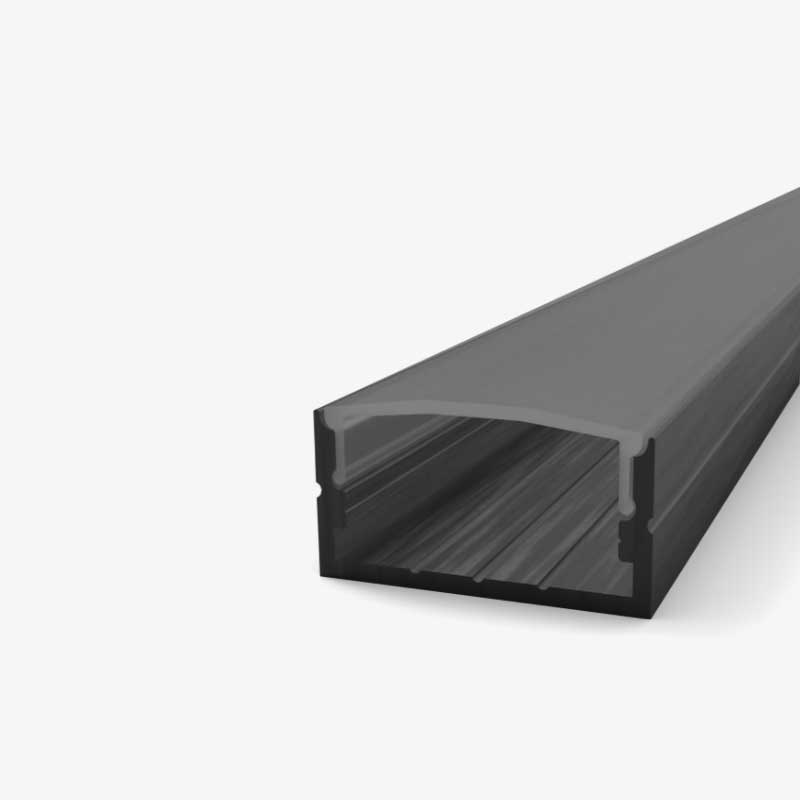 Crni nadgradni aluminijski profil za LED traku crni difuzor 17.40 x 7 x 14.20 mm