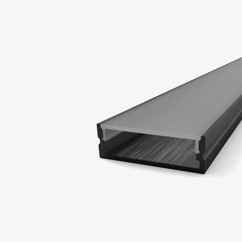 Crni nadgradni aluminijski profil za LED traku crni difuzor 30 x 10 x 25 mm (2)