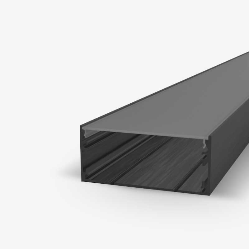 Crni nadgradni aluminijski profil crni difuzor 40 x 20 x 36 mm