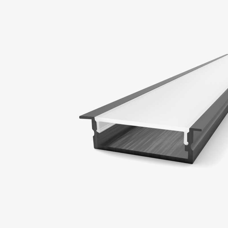 Crni gradbeni aluminijski profil za LED traku opalno bijeli difuzor 41x28x10 mm