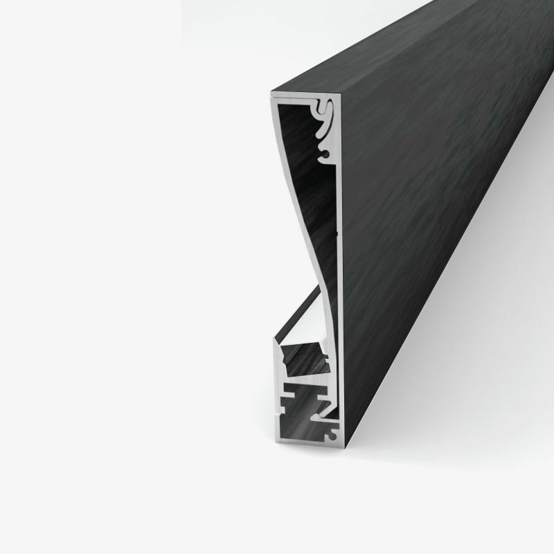 Crni nadgradni zidni aluminijski profil za LED traku opalno bijeli difuzor 80.0 x 18.0 mm